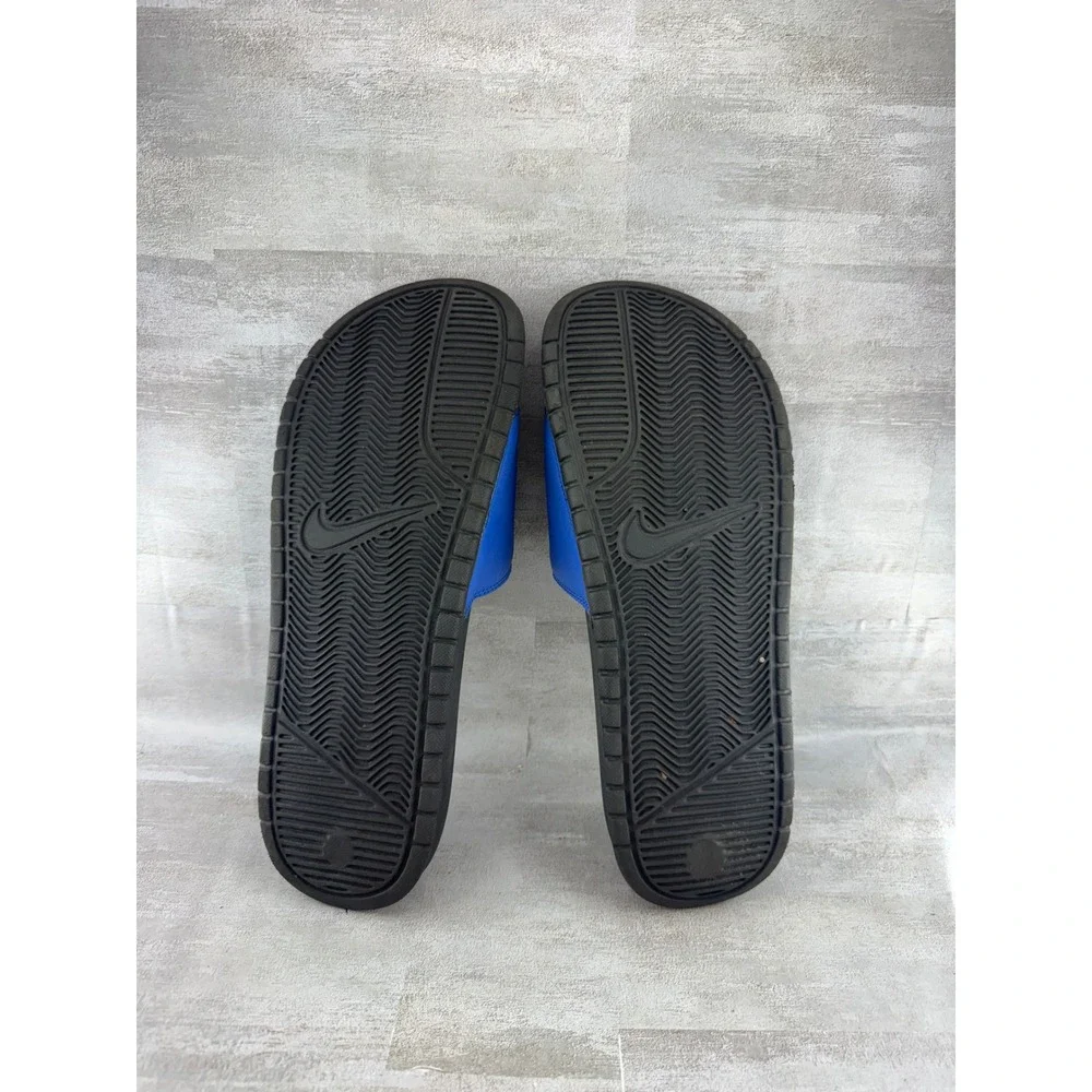 Nike Benassi JDI Slides Blue Black Smiley Face Swoosh 631261-018 Men Sz 10